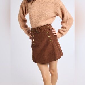 Mille Lorelei Skirt in Coffee Cord, Size Medium